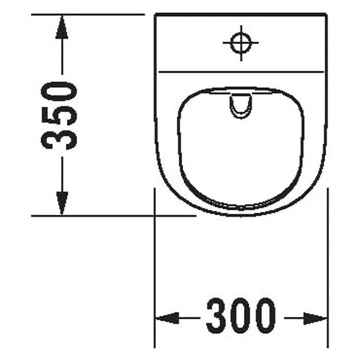 Duravit ME by Starck Urinal - Geeignet für: Montage ohne Deckel, Mit schmutzabweisender Glasur, Zulauf: Oben, Absaugspülung, Farbe: Weiß, Mit Zielobjekt - Skizze
