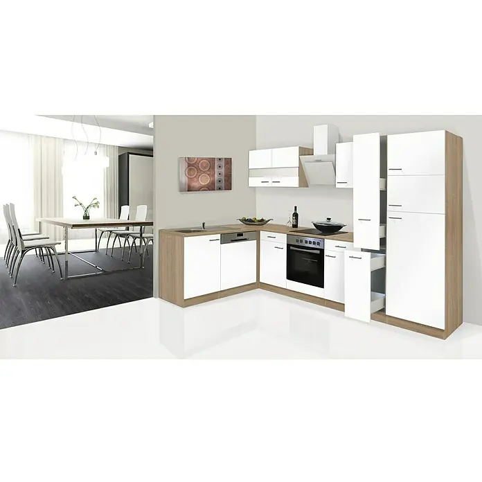 Respekta Winkelküche KBL310ESWS - 172 x 310 cm, Weiß - Stimmungsaufnahme