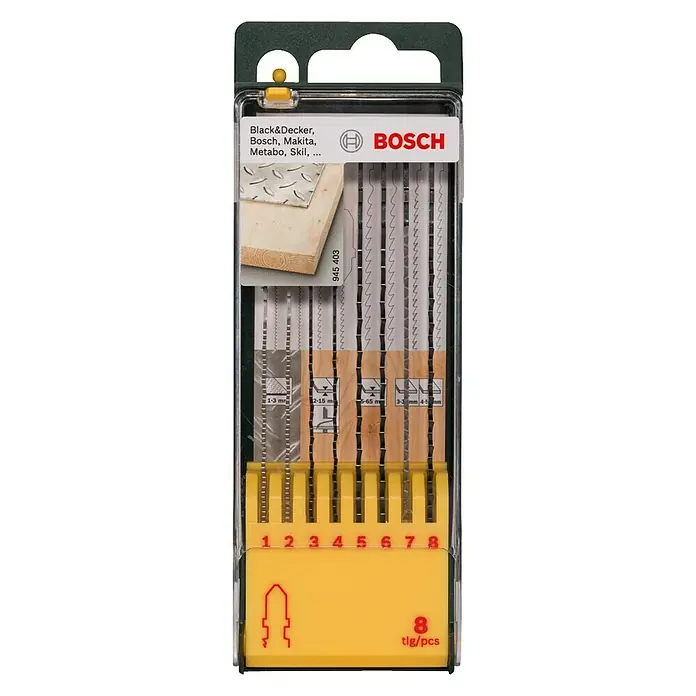 Bosch Set listova za pilu - Drvo/metal, 8 -dij., T-završetak - Pogled sprijeda