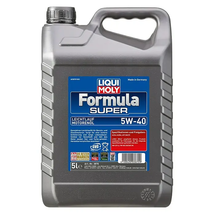 Liqui Moly Formula Super Motoröl - 5W-40, A3/B4, 5 l - Vorderansicht
