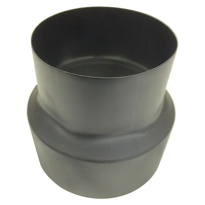Ofenrohrreduzierung - Durchmesser: 150 mm - 120 mm, Wandstärke: 0,6 mm, Stahl, Gebläut - Vorderansicht