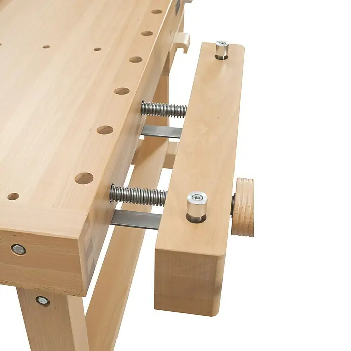 Ramia Werkbank Premium Superb - 2.165 x 855 x 870 mm, Schwalbenschwanzgezinktes Buchenholz - Detailaufnahme