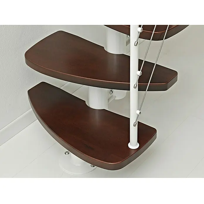 Fontanot Raumspartreppe Zen - Breite: 61 cm, Weiß, Anzahl Steigungen: 13 Stk., Farbe Stufen: Buche Nussbaum Dunkel, Geschosshöhe: 212 cm - 304 cm - Ansicht von oben