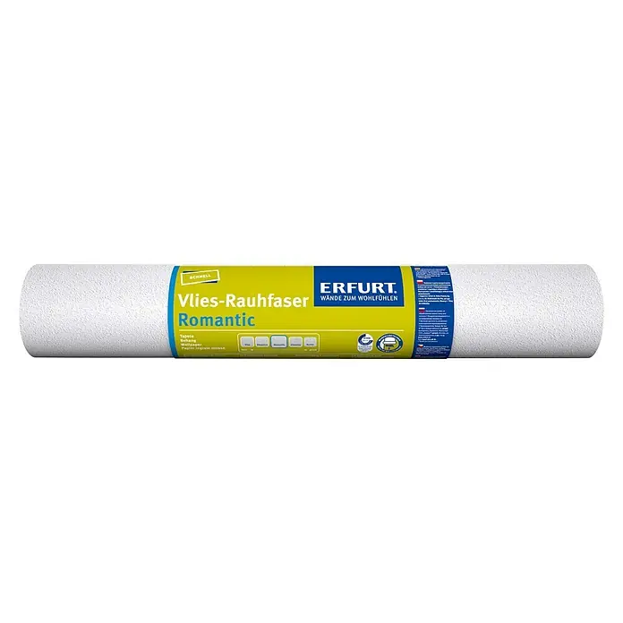 Erfurt Zidna tapeta Vlies-Rauhfaser Romantic - Veličina zrna: Fino, Bijele boje, 15 x 0,53 m, Flis - Pogled sprijeda