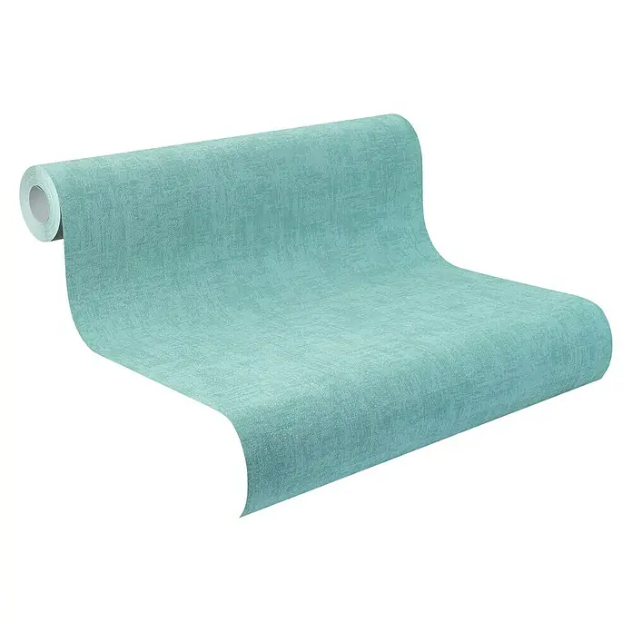 Rasch Vliestapete - Blau, Lebendige Struktur, Uni, 10,05 x 0,53 m - Diagonale Ansicht