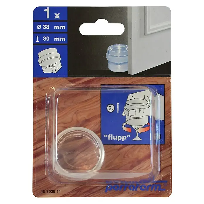 Portaferm Vloerdeurstopper Clear - Ø x h: 38 x 30 mm, Lijmen - Vooraanzicht
