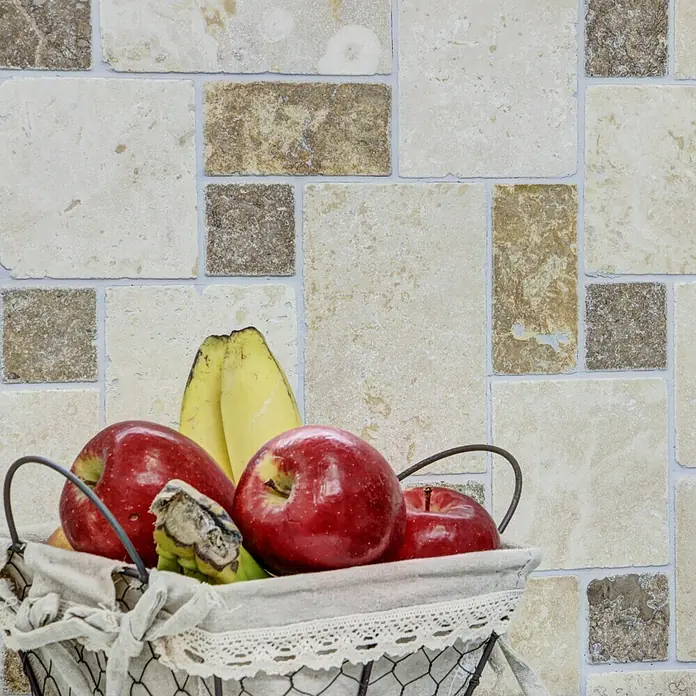 Mosaikfliese Mix Travertine XNT 40602 - 30,5 x 30,5 cm, Beige, Matt - Detailaufnahme