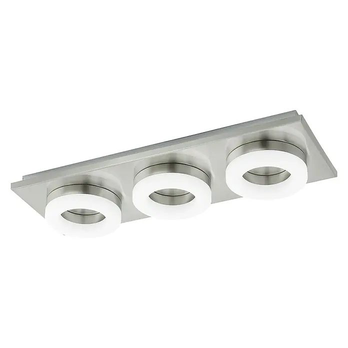 Eglo LED-Deckenleuchte Palena - 11,4 W, L x B x H: 41,5 x 14,5 x 5,5 cm, Nickel matt, Warmweiß, 3 Stk. - Vorderansicht