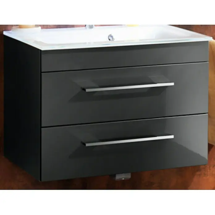Camargue Stella Waschtischunterschrank - 79,4 x 48,9 x 39 cm, 2 Schubkästen, Mit Beleuchtung, Grafit - Rechte Seitenansicht