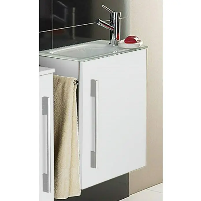 Camargue Stella Mini Waschtischunterschrank - 44 x 24,3 x 60 cm, Ohne Beleuchtung, Weiß, Hochglanz - Rechte Seitenansicht