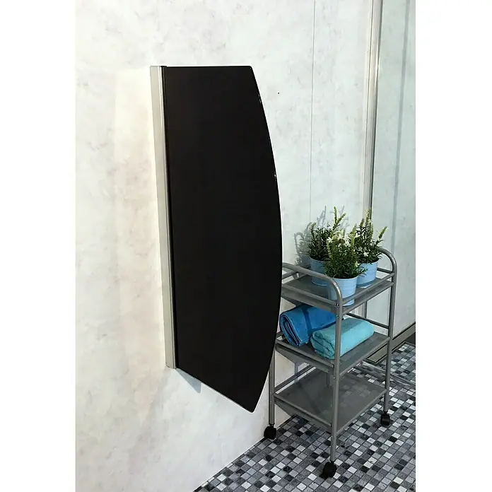 GEO Urinal-Trennwand Radius 10 - 50 x 90 cm, Glas, Schwarz - Linke Seitenansicht