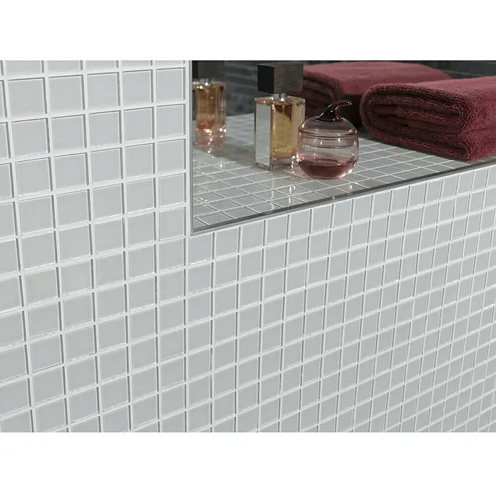 Mosaikfliese Quadrat Crystal Uni CM 4040 - 32,7 x 30,2 cm, Weiß, Glänzend - Anwendungsbeispiel