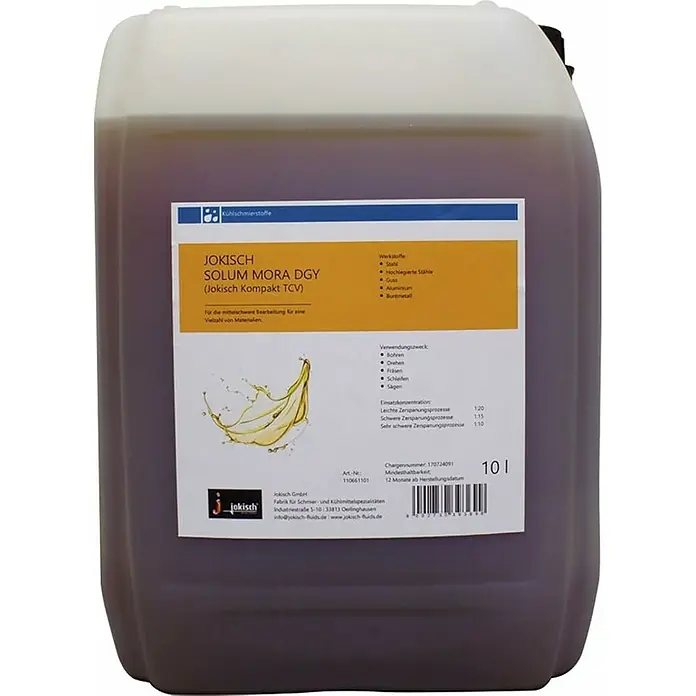Kühlschmiermittel Solum Mora DGY -  - Kanister mit Jokisch Solum Mora DGY Kühlschmierstoff, ideal für mittelschwere Bearbeitung verschiedener Materialien.