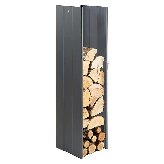 Holzkorb Fabrizio - 30 x 27 x 110 cm, Stahl, Schwarz - Diagonale Ansicht