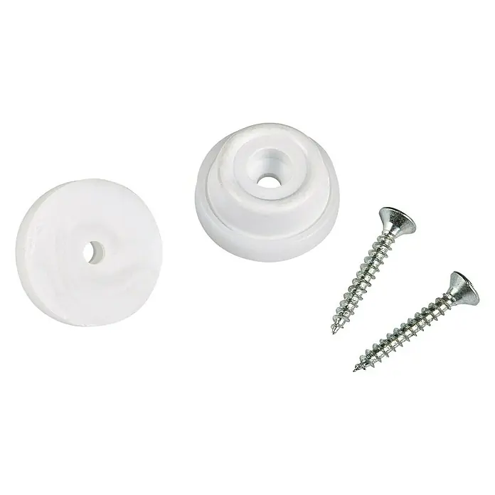 Stabilit Plastična klizna podloga - Ø x V: 24 x 10 mm, S vijkom, Bijele boje - Dijagonalni pogled