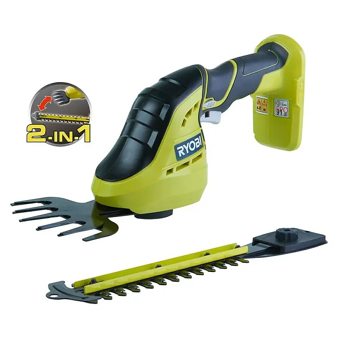 Ryobi ONE+ Akumulatorske škare za travu i grmove OGS1822 - 18 V, Litij-ionska, Bez akumulatora, Širina noža: 12 cm - Dijagonalni pogled