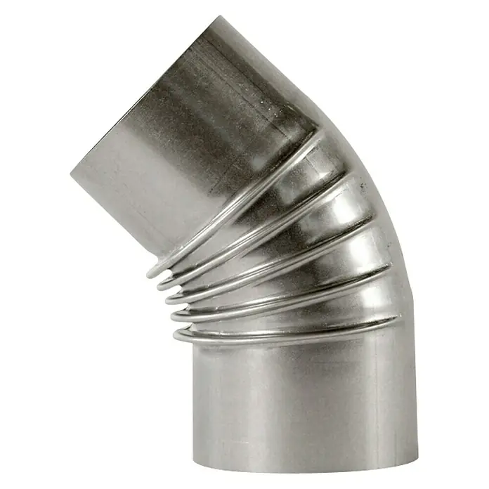 Ofenrohrbogen - Durchmesser: 110 mm, Bogenwinkel: 45 °, Feueraluminiert, Silbergrau - Vorderansicht