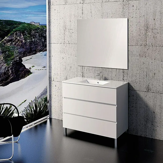 Conjunto de mueble de baño Patri - 100 cm, 3 piezas, Blanco