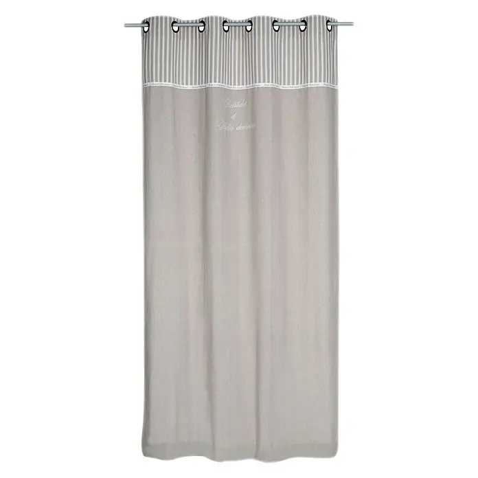 Cortina con ollaos Belle Demeures - 140 x 250 cm, 100% poliéster, Gris