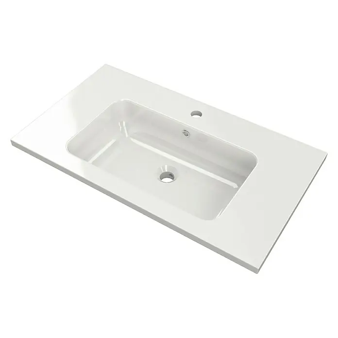 Lavabo Zeppelin - 100,5 x 45,5 cm, Orificios para grifo: Medio, Con desbordamiento, Blanco