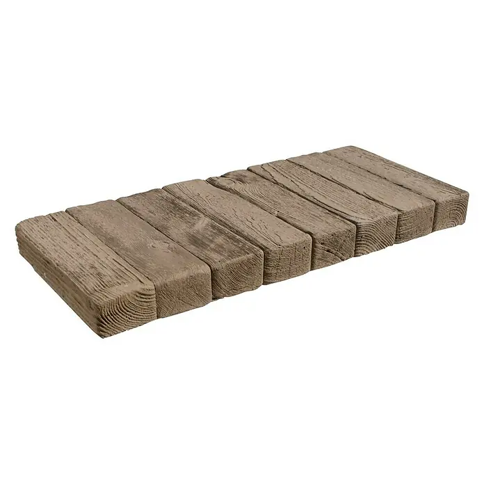 Bordillo demarcador de jardín Madera - 50 x 22 x 4 cm, Marrón, Hormigón