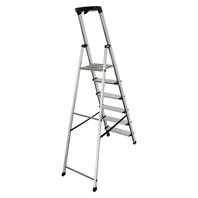 Krause Monto Stufenstehleiter Sepuro - Arbeitshöhe: 3,25 m, Anzahl Tritte: 6 Stufen, Tiefe Stufen: 125 mm, Aluminium - Rückansicht