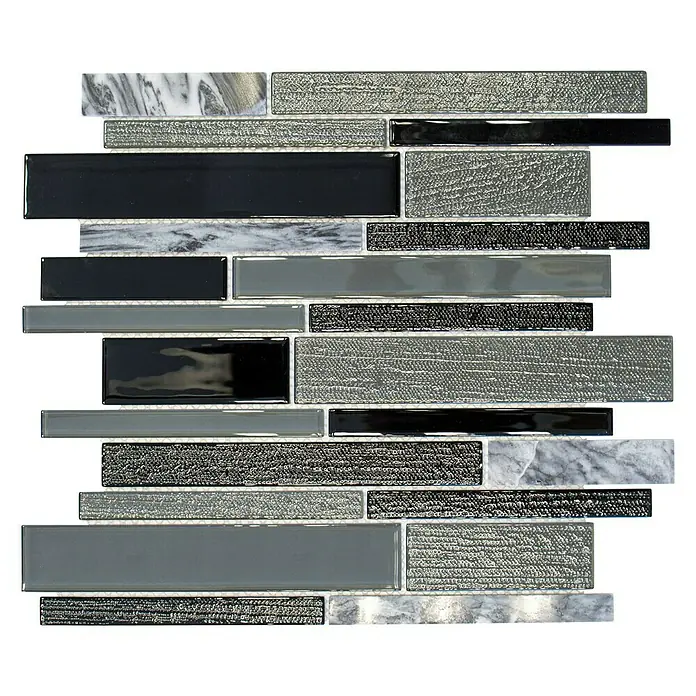 Mosaikfliese Verbund Crystal Mix CM GV44 - 28,6 x 30 cm, Grau/Schwarz, Glänzend - Draufsicht