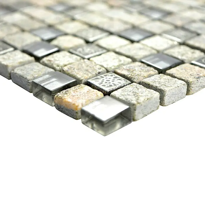 Mosaikfliese Quadrat Crystal Mix XCM M710 - 30 x 30 cm, Grau, Matt - Detailaufnahme