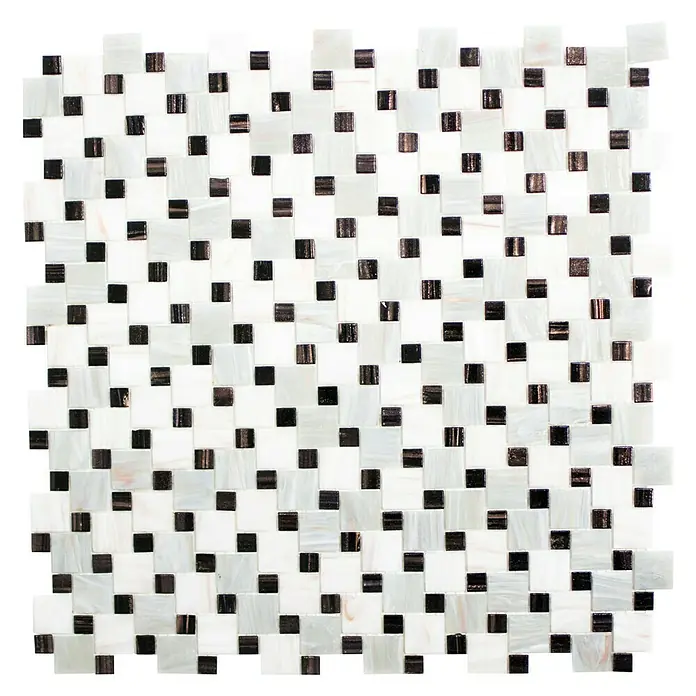 Mosaikfliese Mix Goldstar GM K01 - 31,8 x 31,8 cm, Grau/Weiß, Glänzend - Ansicht von oben