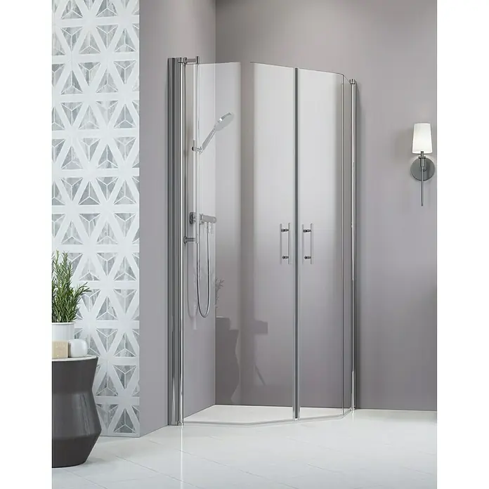 Camargue Vario Fünfeckdusche S12 - 90 x 90 x 195 cm, Beschichtet, Stärke: 6 mm, Silber - Stimmungsaufnahme