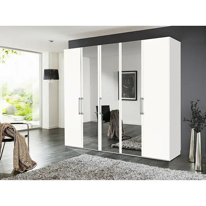 Express Möbel Drehtürschrank Brooklyn - L x B x H: 58 x 250 x 216 cm, Weiß, 3 Spiegel - Stimmungsaufnahme