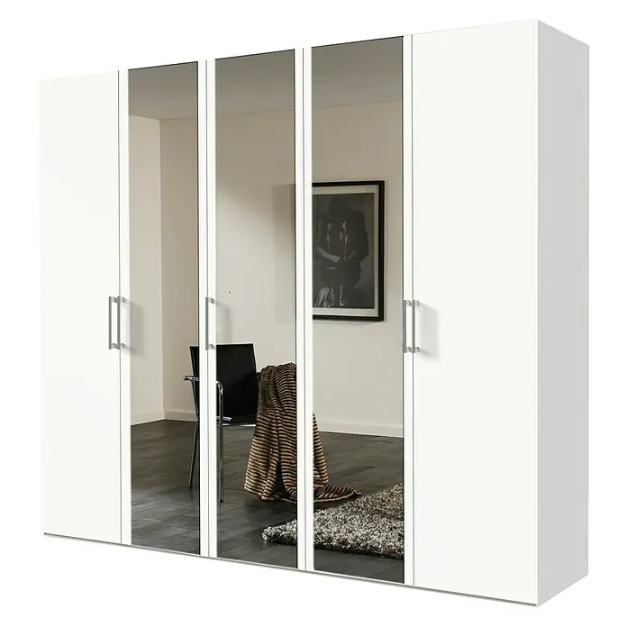 Express Möbel Drehtürschrank Brooklyn - L x B x H: 58 x 250 x 216 cm, Weiß, 3 Spiegel - Rechte Seitenansicht
