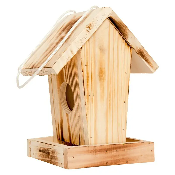 Windhager Vogelhaus Cottage - L x B x H: 18,5 x 14,5 x 23,5 cm, Natur, Geflammt, Holz