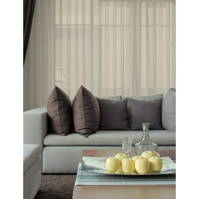 Visillo para ventana Básicos piedra - 140 x 270 cm, 50% poliéster - 50% algodón