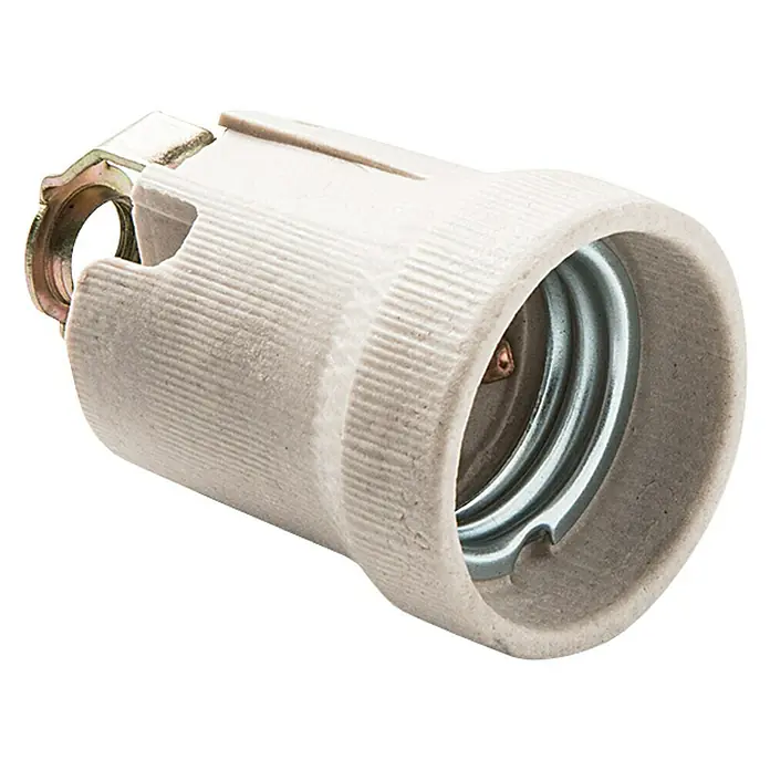Famatel Casquillo para lámparas 122 - E27, Blanco, Cerámica, Ø x Al: 1 x 10 cm