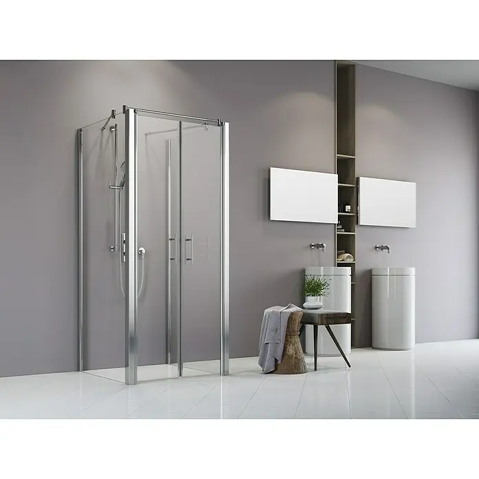 Camargue Vario Dvostruka vrata za tuš kabinu S32 - 80 x 195 cm, Premazano, Debljina: 6 mm, Srebrne boje - Živopisni prikaz