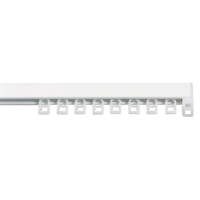 Guía de carril para cortina - 200 x 3 x 3 cm, Metal, Blanco - Primer plano