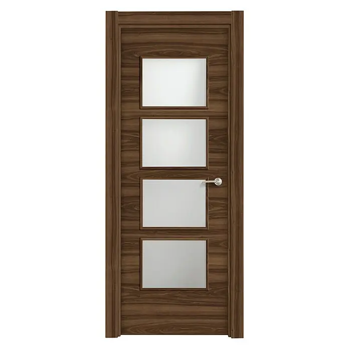 Solid Elements Puerta acristalada Nogal - 72,5 x 203 cm, Izquierda, Nogal, Macizo, Vidriera