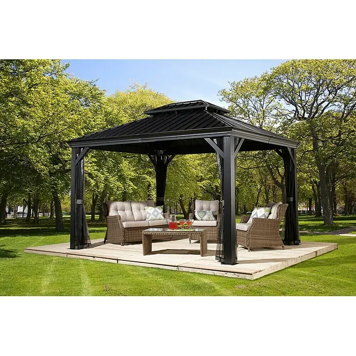 Sojag Pavillon Messina 10 x 12 - 298 x 363 x 291 cm, Anthrazit - Stimmungsaufnahme