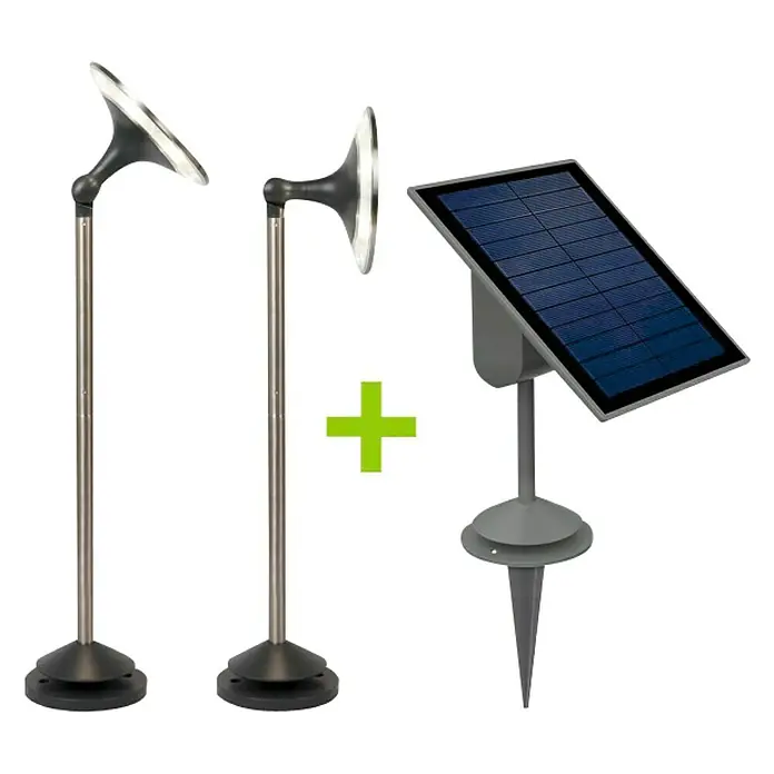 Lutec Baliza exterior LED 2 + panel solar Sun Connec - Gris, Altura: 52,5 cm, LED