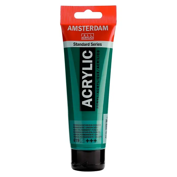 Talens Amsterdam Pintura acrílica Standard - Verde permanente oscuro, 120 ml, Tubo