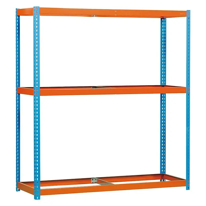 Simonrack Ecoforte Estructura de estantería - L x An x Al: 45 x 150 x 200 cm, Capacidad de carga: 400 kg/balda, Número de baldas: 3 ud., Azul/Naranja
