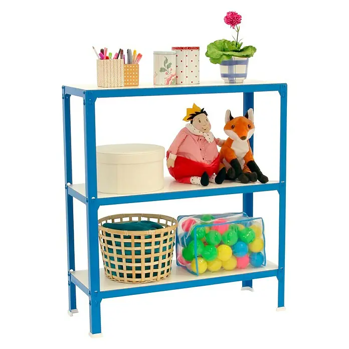 Simonrack Simonhome Estantería metálica Homeclick Wood Color Mini - L x An x Al: 30 x 80 x 90 cm, Capacidad de carga: 150 kg/balda, Número de baldas: 3 ud., Azul