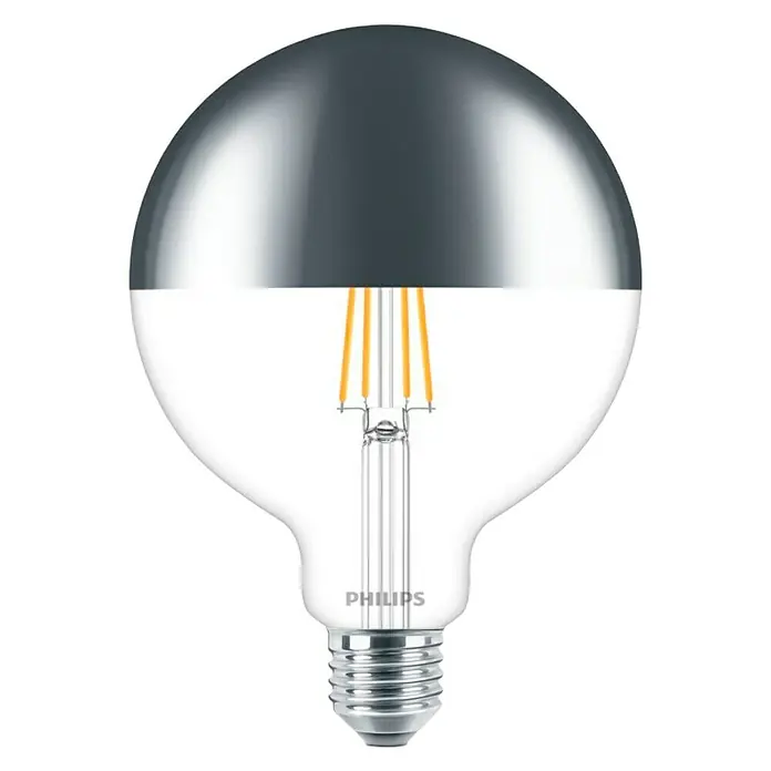 Philips Bombilla LED Modern Deco - 8 W, E27, Color de luz: Blanco cálido, Intensidad regulable, Redonda