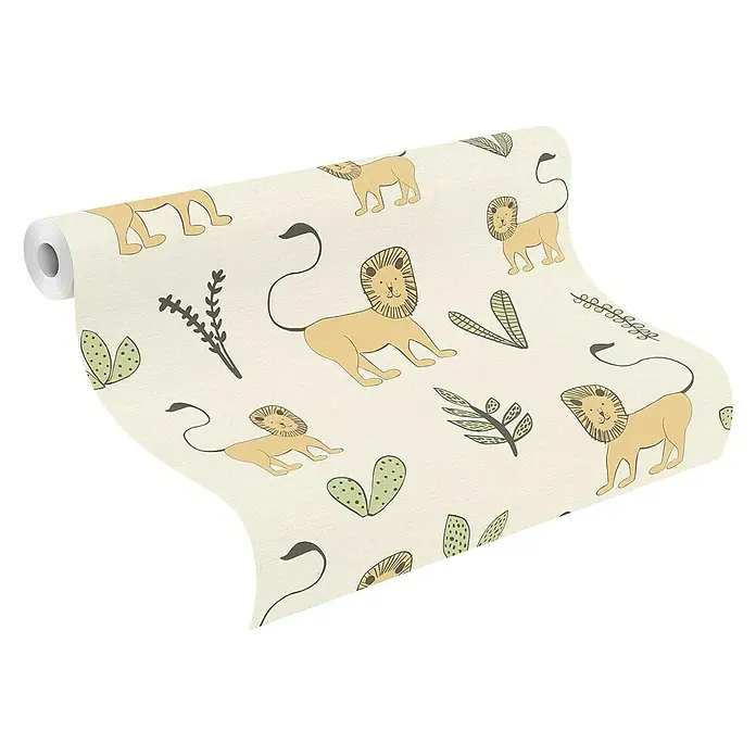 Rasch Bambino Vliestapete Löwe - Creme, Motiv, 10,05 x 0,53 m - Anwendungsbeispiel