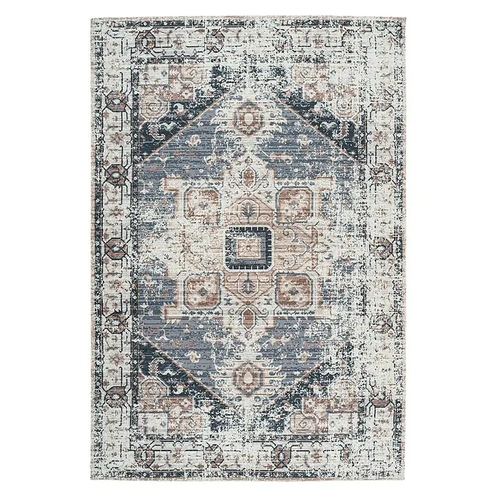 Kayoom Kurzflorteppich Indiana - Grau/Braun, 170 x 120 cm, 100 % Baumwolle - Ansicht von oben