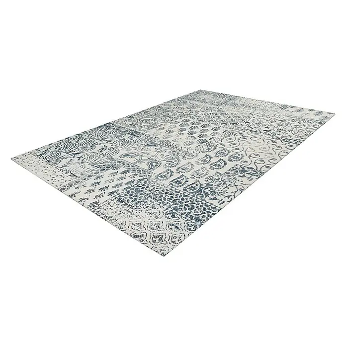 Kayoom Flachgewebeteppich Yoga - Beige/Blau, 150 x 80 cm, 100 % Polyester - Rechte Seitenansicht