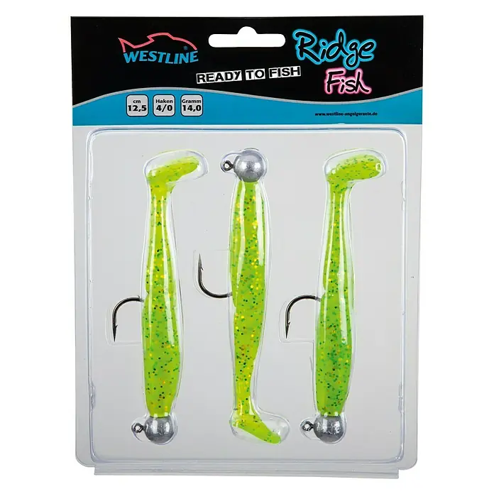 Westline Set rubber vissen - Groen, 100 g, Lengte: 12,5 cm, 3 stk. - Vooraanzicht