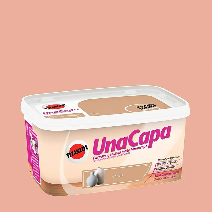 Titanlux Una Capa Pintura para paredes - Canela, 4 l, Mate