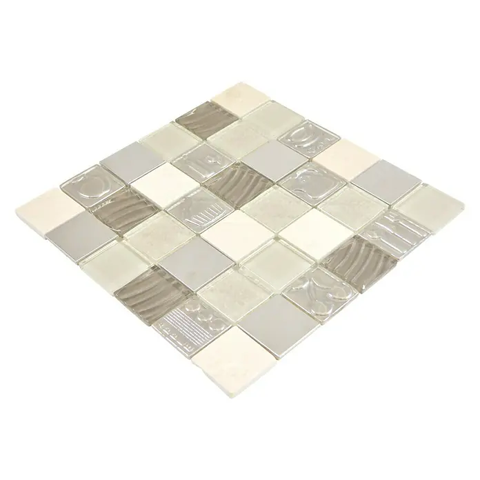 Mosaikfliese Quadrat Crystal XCM 8RK13 - 30 x 30 cm, Beige, Glänzend - Ansicht von oben